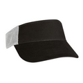 Brushed Cotton Twill Visor with Athletic Mesh Back (Black/White)